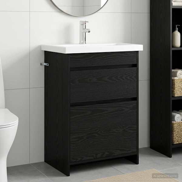 Vannitoa mööbleset Must tamm 61 × 40 × 84,5 cm Tehispuit