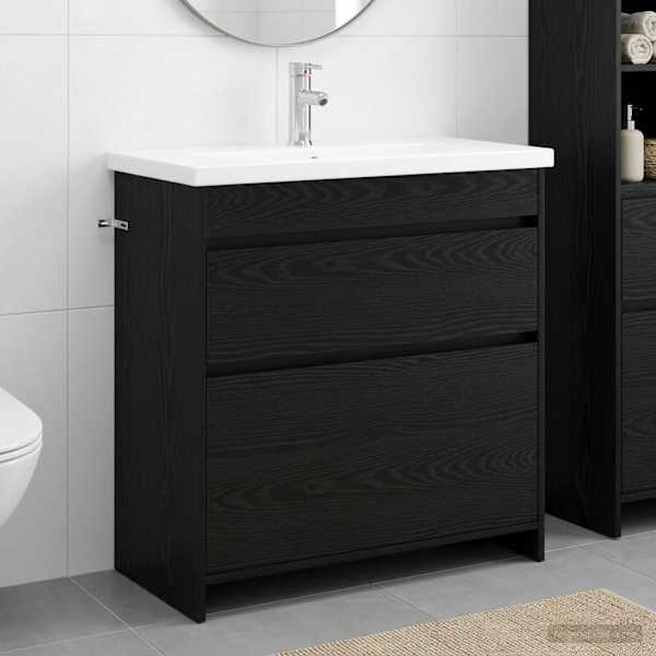 Vannitoa mööbleset Must tamm 81 × 40 × 84,5 cm Tehispuit