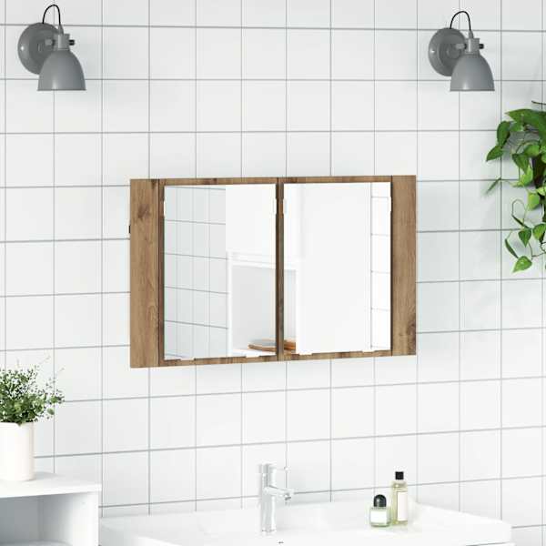 Vannitoa peeglikapp Käsitööpuu 80 × 12 × 45 cm Tehispuit