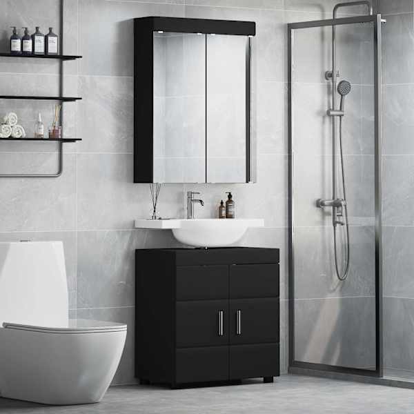 Vannitoa mööbleset TULUM 2 tk Must 60 × 34 × 63 cm Tehispuit
