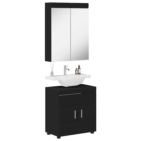 Vannitoa mööbleset TULUM 2 tk Must 60 × 34 × 63 cm Tehispuit
