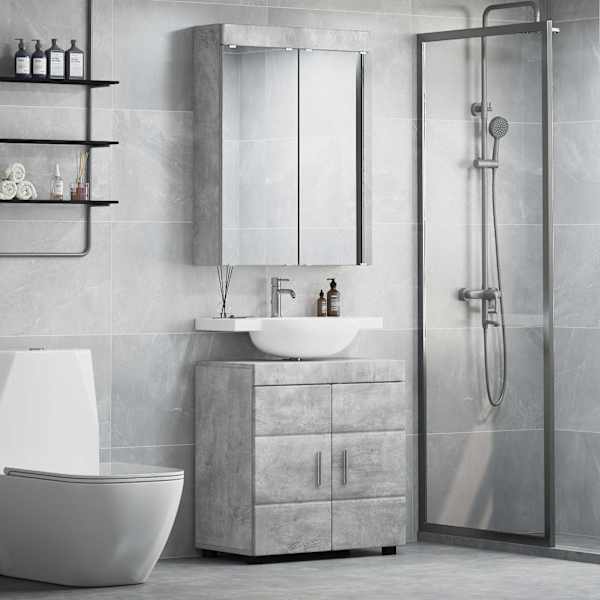Vannitoa mööbleset TULUM 2 tk Betoonhall 60 × 34 × 63 cm