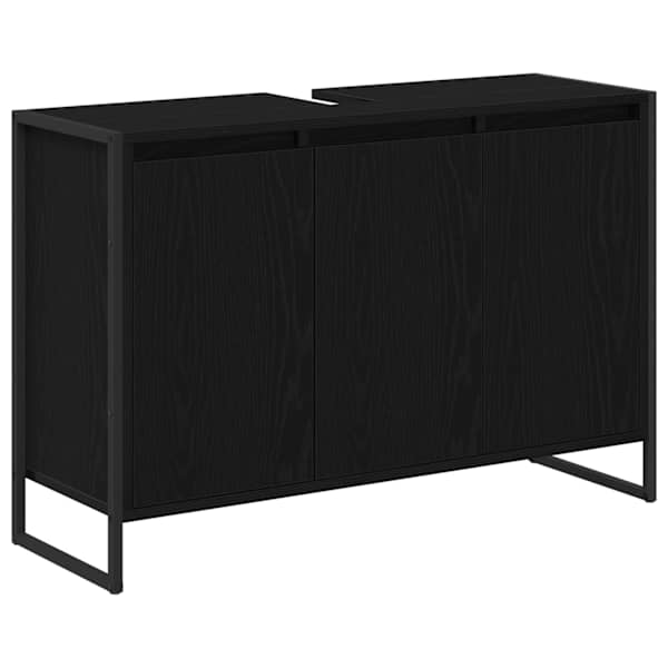 Vannitoa kapp Must tamm 90 × 30 × 60 cm Tehispuit