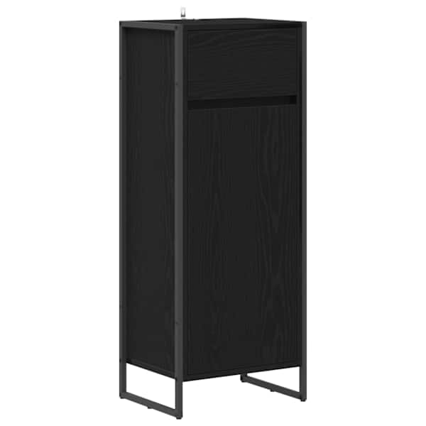 Vannitoa kapp Must tamm 40 × 30 × 100 cm Tehispuit