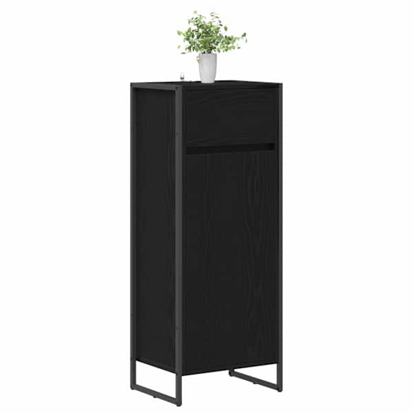 Vannitoa kapp Must tamm 40 × 30 × 100 cm Tehispuit