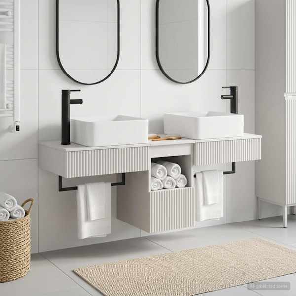 Vannitoa kapikomplekt 3 tk Valge 136 × 35 × 80 cm Tehispuit