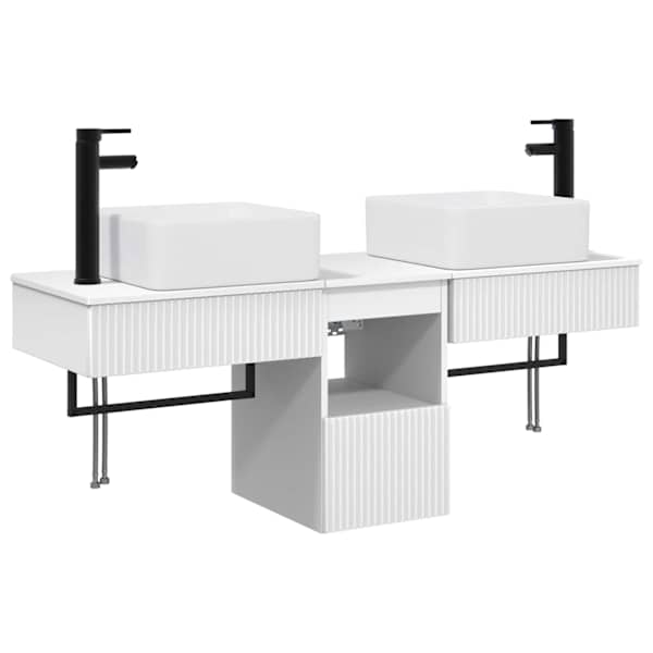 Vannitoa kapikomplekt 3 tk Valge 136 × 35 × 80 cm Tehispuit