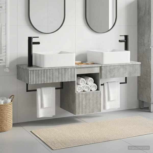 Vannitoa kapikomplekt 3 tk Betoonhall 136 × 35 × 80 cm
