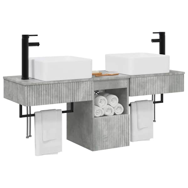 Vannitoa kapikomplekt 3 tk Betoonhall 136 × 35 × 80 cm