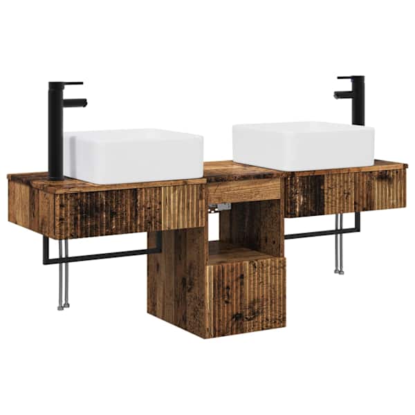 Vannitoa kapikomplekt 3 tk Vana puit 136 × 35 × 80 cm Tehispuit