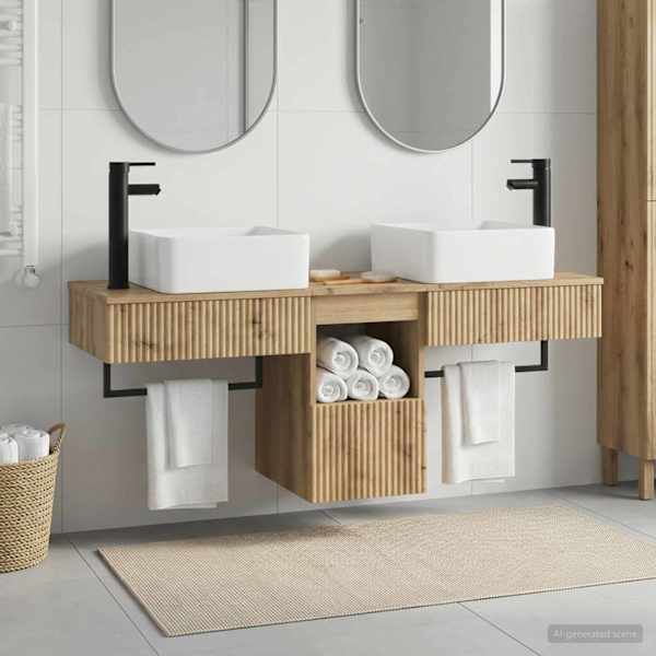 Vannitoa kapikomplekt 3 tk Artisan tamm 136 × 35 × 80 cm