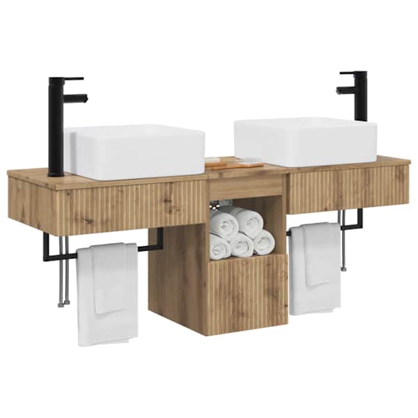 Vannitoa kapikomplekt 3 tk Artisan tamm 136 × 35 × 80 cm