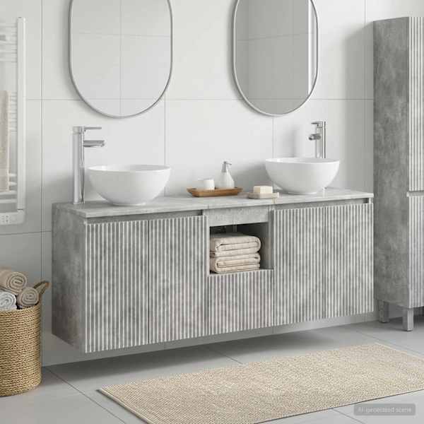 Vannitoa kapikomplekt 3 tk Betoonhall 129 × 35 × 80 cm