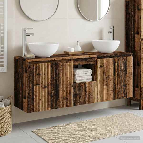 Vannitoa kapikomplekt 3 tk Vana puit 129 × 35 × 80 cm Tehispuit