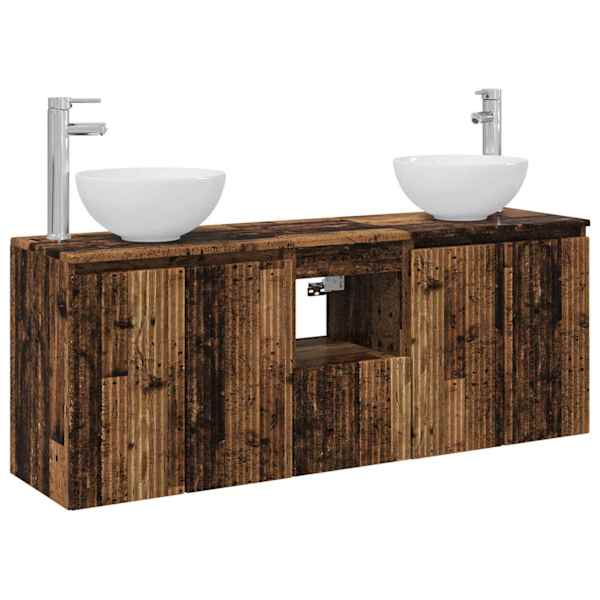 Vannitoa kapikomplekt 3 tk Vana puit 129 × 35 × 80 cm Tehispuit