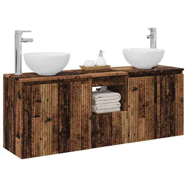 Vannitoa kapikomplekt 3 tk Vana puit 129 × 35 × 80 cm Tehispuit