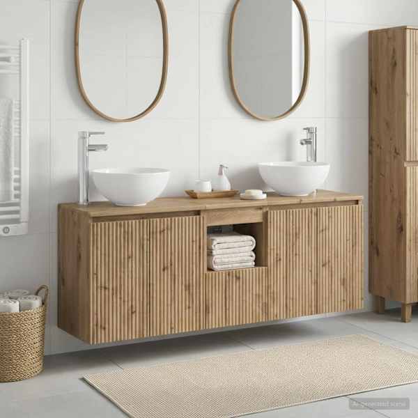 Vannitoa kapikomplekt 3 tk Artisan tamm 129 × 35 × 80 cm
