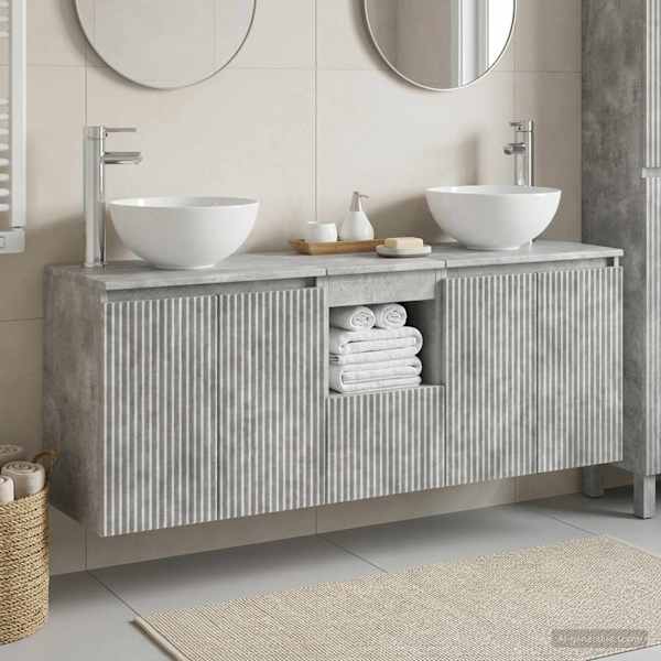 Vannitoa kapikomplekt 3 tk Betoonhall 129 × 41 × 80 cm