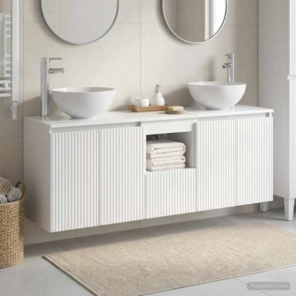Vannitoa kapikomplekt 3 tk Kõrgläikega valge 129 × 41 × 80 cm