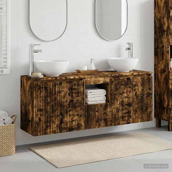Vannitoa kapikomplekt 3 tk Suitsutatud tamm 129 × 41 × 80 cm