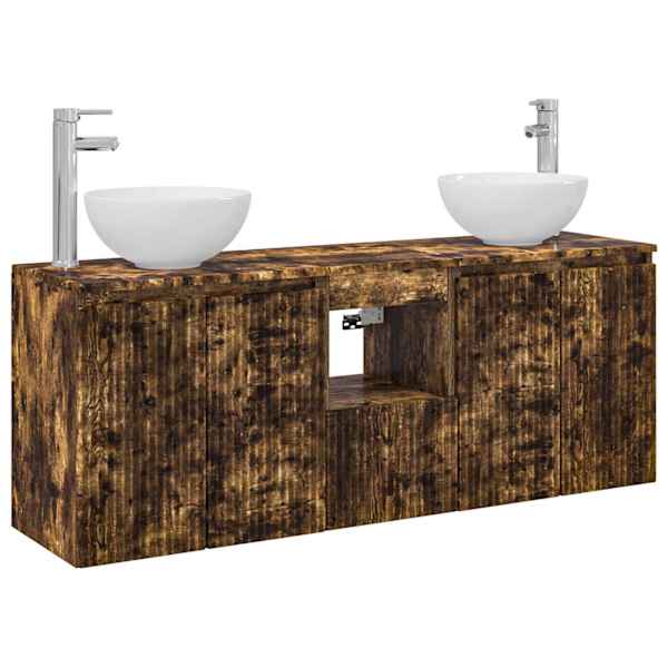 Vannitoa kapikomplekt 3 tk Suitsutatud tamm 129 × 41 × 80 cm