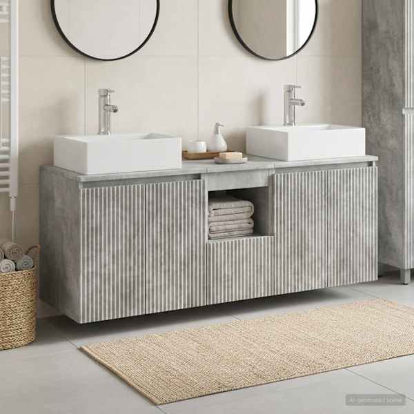Vannitoa kapikomplekt 3 tk Betoonhall 129 × 41 × 79.5 cm