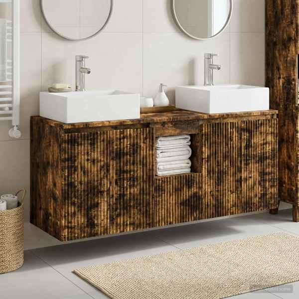 Vannitoa kapikomplekt 3 tk Suitsutatud tamm 129 × 41 × 79.5 cm