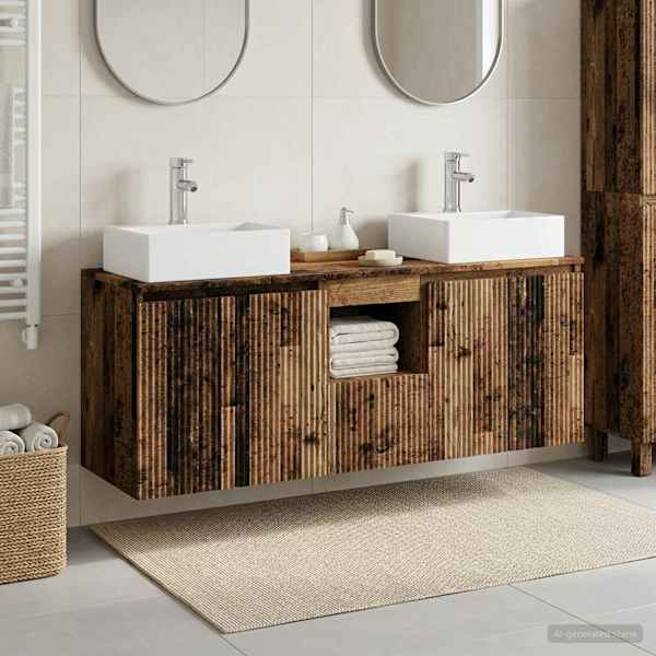 Vannitoa kapikomplekt 3 tk Vana puit 129 × 41 × 79.5 cm