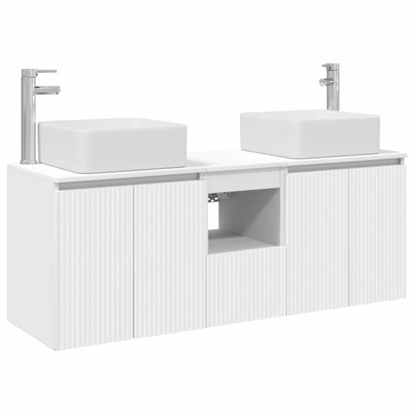 Vannitoa kapikomplekt 3 tk Valge 135 × 35 × 80 cm Tehispuit
