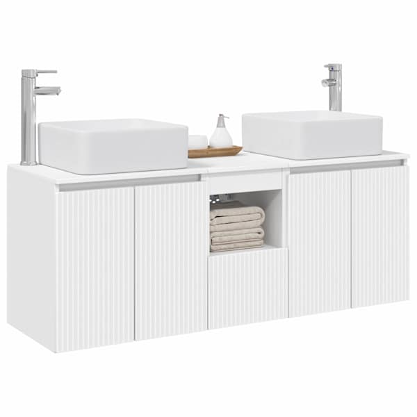 Vannitoa kapikomplekt 3 tk Valge 135 × 35 × 80 cm Tehispuit