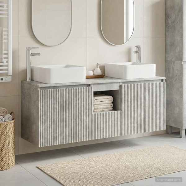 Vannitoa kapikomplekt 3 tk Betoonhall 135 × 35 × 80 cm