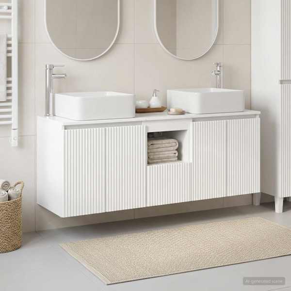 Vannitoa kapikomplekt 3 tk Kõrgläikega valge 135 × 35 × 80 cm