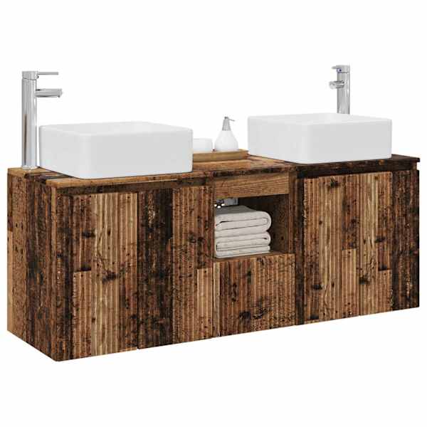 Vannitoa kapikomplekt 3 tk Vana puit 135 × 35 × 80 cm Tehispuit
