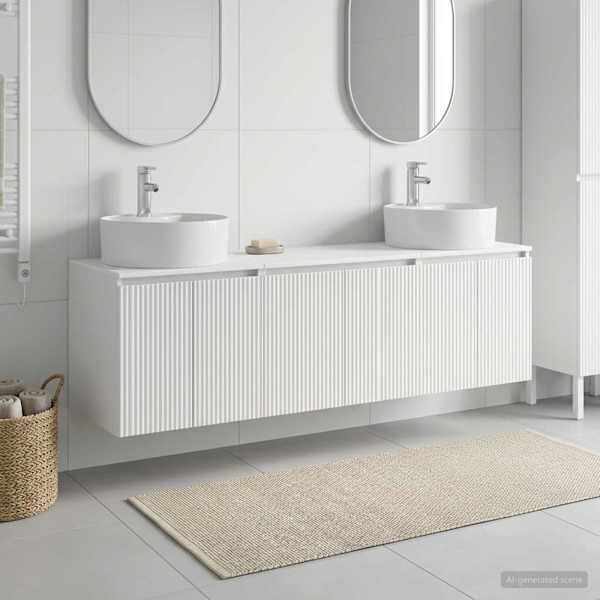 Vannitoa kapikomplekt 3 tk Valge 161.5 × 44.5 × 82 cm Tehispuit