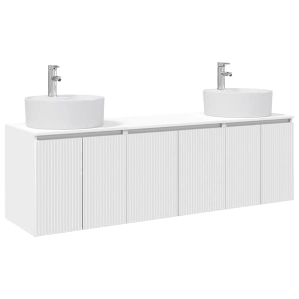 Vannitoa kapikomplekt 3 tk Valge 161.5 × 44.5 × 82 cm Tehispuit