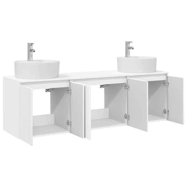 Vannitoa kapikomplekt 3 tk Valge 161.5 × 44.5 × 82 cm Tehispuit