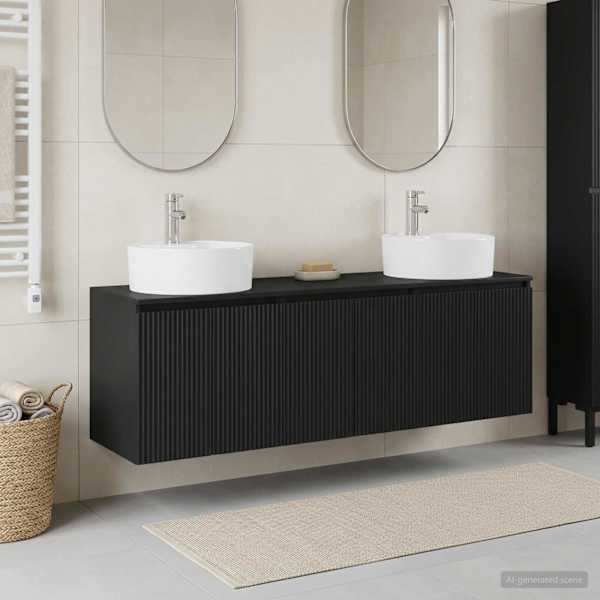 Vannitoa kapikomplekt 3 tk Must 161.5 × 44.5 × 82 cm Tehispuit
