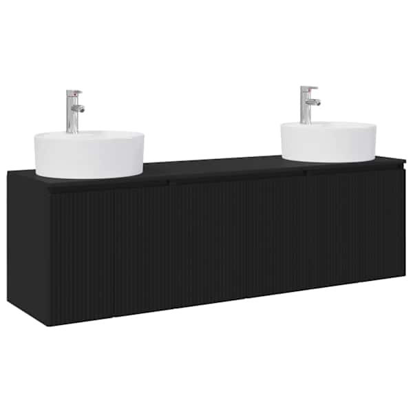 Vannitoa kapikomplekt 3 tk Must 161.5 × 44.5 × 82 cm Tehispuit