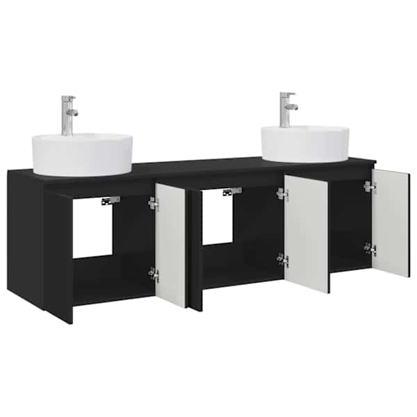 Vannitoa kapikomplekt 3 tk Must 161.5 × 44.5 × 82 cm Tehispuit