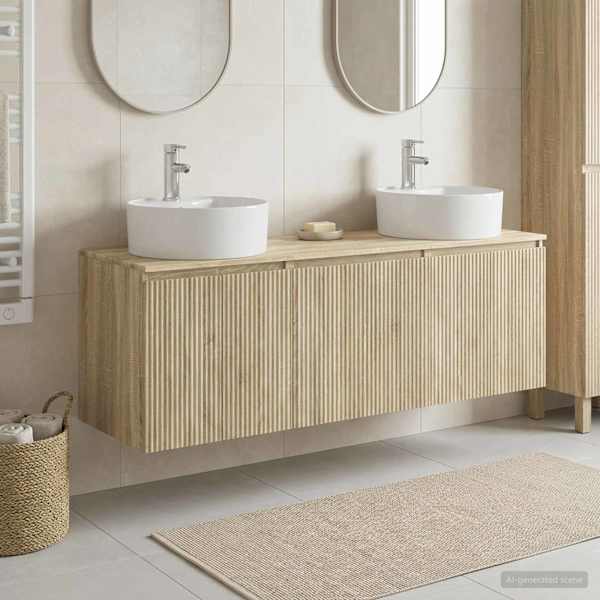 Vannitoa kapikomplekt 3 tk Sonoma tamm 49,5 × 44,5 × 65 cm