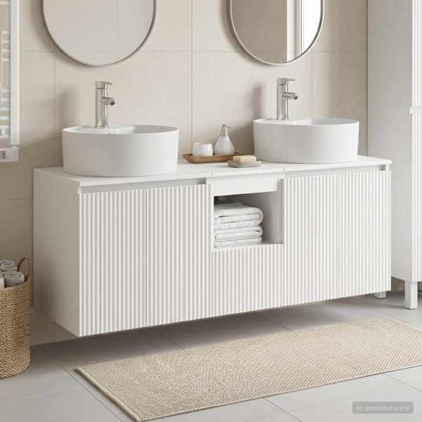 Vannitoa kapikomplekt 3 tk Valge 49,5 × 44,5 × 65 cm Tehispuit