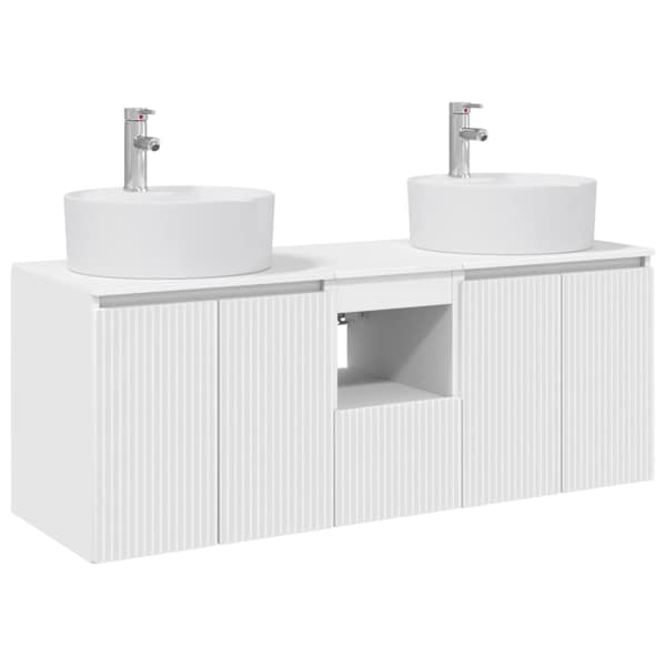 Vannitoa kapikomplekt 3 tk Valge 49,5 × 44,5 × 65 cm Tehispuit