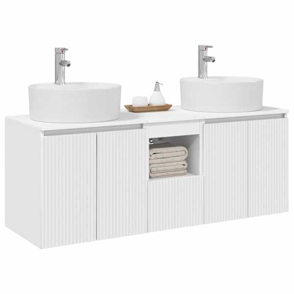 Vannitoa kapikomplekt 3 tk Valge 49,5 × 44,5 × 65 cm Tehispuit