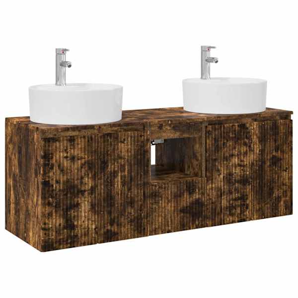 Vannitoa kapikomplekt 3 tk Suitsutatud tamm 49,5 × 44,5 × 65 cm