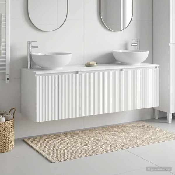 Vannitoa kapikomplekt 3 tk Valge 161,5 × 44,5 × 80 cm Tehispuit