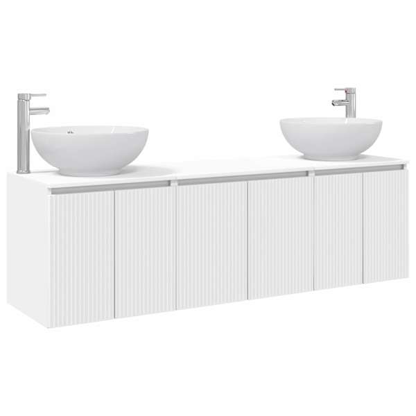 Vannitoa kapikomplekt 3 tk Valge 161,5 × 44,5 × 80 cm Tehispuit