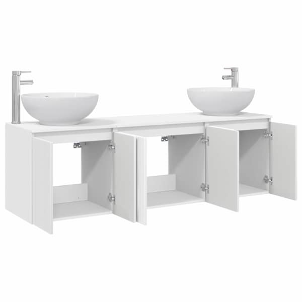 Vannitoa kapikomplekt 3 tk Valge 161,5 × 44,5 × 80 cm Tehispuit