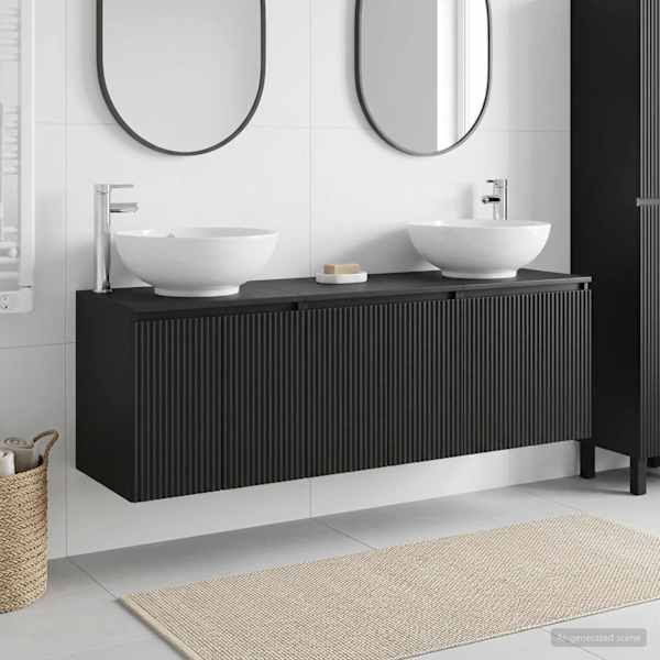 Vannitoa kapikomplekt 3 tk Must 49,5 × 44,5 × 65 cm Tehispuit