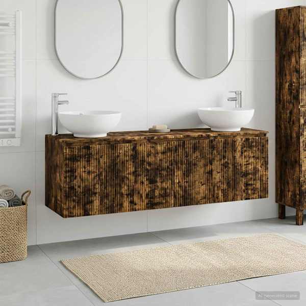 Vannitoa kapikomplekt 3 tk Suitsutatud tamm 49,5 × 44,5 × 65 cm