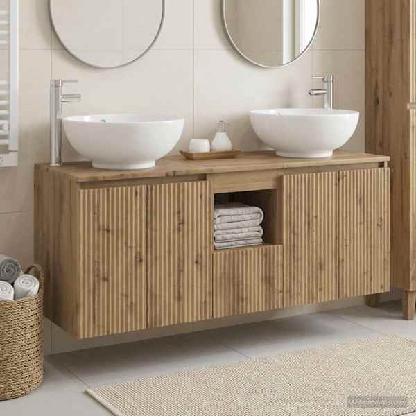 Vannitoa kapikomplekt 3 tk Artisan tamm 129 × 44,5 × 80 cm